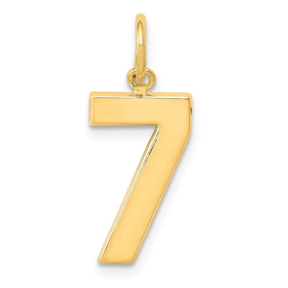 14k Yellow Gold, Athletic Collection Medium Polished Number 7 Pendant